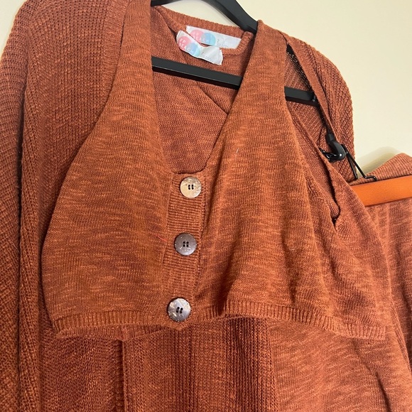 Free People Kai Sweater Set Knit Beach Crop Shorts Duster rust - Picture 6 of 16